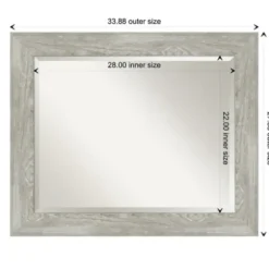 Decorative Mirrors-Kirkland's Home Dove Gray Scoop Frame Beveled Mirror, 34X28 In.