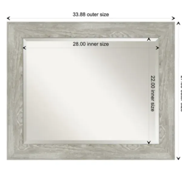 Decorative Mirrors-Kirkland's Home Dove Gray Scoop Frame Beveled Mirror, 34X28 In.