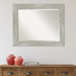 Decorative Mirrors-Kirkland's Home Dove Gray Scoop Frame Beveled Mirror, 34X28 In.