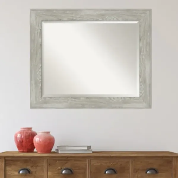 Decorative Mirrors-Kirkland's Home Dove Gray Scoop Frame Beveled Mirror, 34X28 In.
