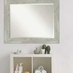 Decorative Mirrors-Kirkland's Home Dove Gray Scoop Frame Beveled Mirror, 34X28 In.