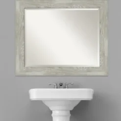 Decorative Mirrors-Kirkland's Home Dove Gray Scoop Frame Beveled Mirror, 34X28 In.