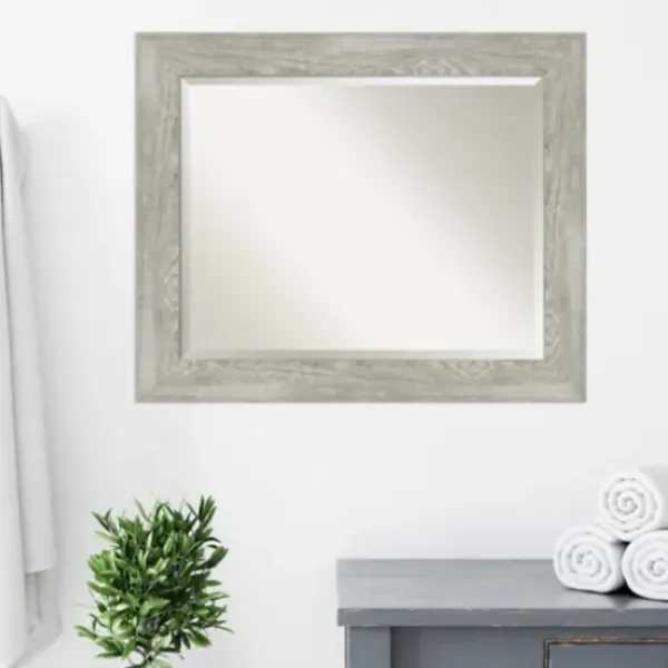 Decorative Mirrors-Kirkland's Home Dove Gray Scoop Frame Beveled Mirror, 34X28 In.