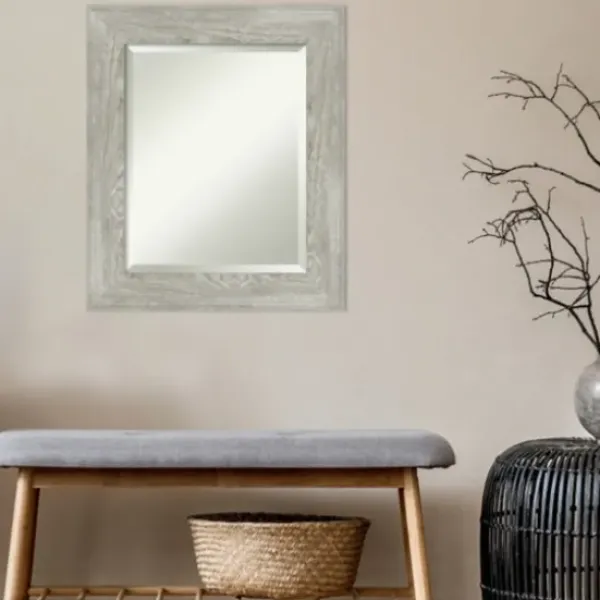 Decorative Mirrors-Kirkland's Home Dove Gray Scoop Frame Beveled Mirror, 22X26 In.