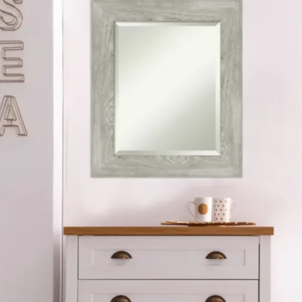 Decorative Mirrors-Kirkland's Home Dove Gray Scoop Frame Beveled Mirror, 22X26 In.