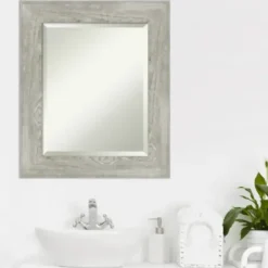 Decorative Mirrors-Kirkland's Home Dove Gray Scoop Frame Beveled Mirror, 22X26 In.