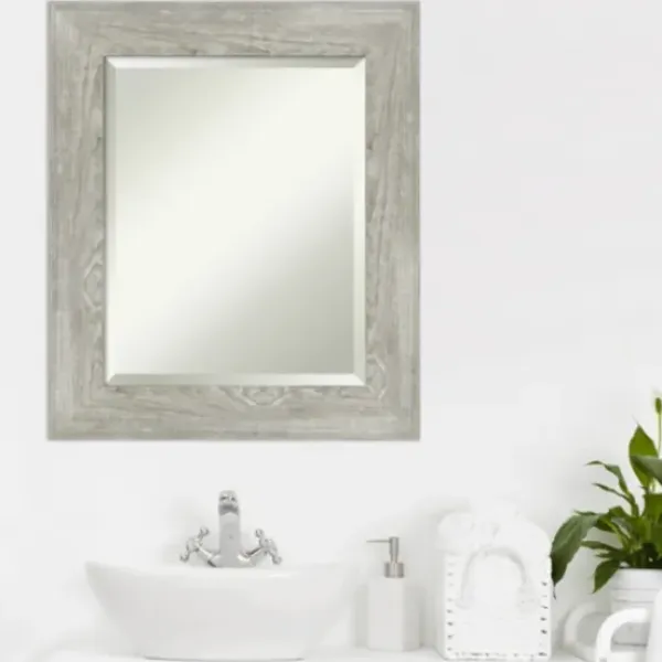 Decorative Mirrors-Kirkland's Home Dove Gray Scoop Frame Beveled Mirror, 22X26 In.