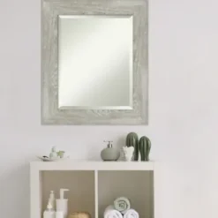 Decorative Mirrors-Kirkland's Home Dove Gray Scoop Frame Beveled Mirror, 22X26 In.