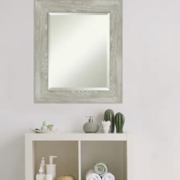 Decorative Mirrors-Kirkland's Home Dove Gray Scoop Frame Beveled Mirror, 22X26 In.