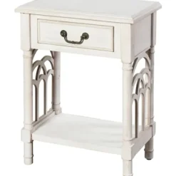 Accent & End Tables-Kirkland's Home 1-Drawer Cathedral Sides Accent Table White