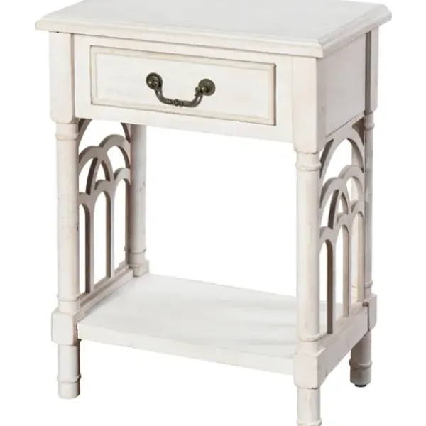 Accent & End Tables-Kirkland's Home 1-Drawer Cathedral Sides Accent Table White