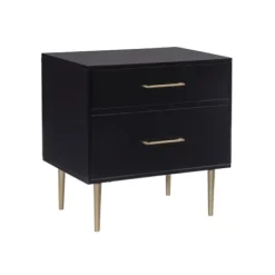 Nightstands-Kirkland's Home 2-Drawer Nightstand With Gold Hardware Black