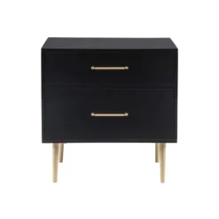 Nightstands-Kirkland's Home 2-Drawer Nightstand With Gold Hardware Black