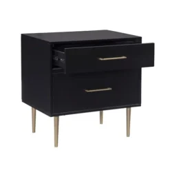 Nightstands-Kirkland's Home 2-Drawer Nightstand With Gold Hardware Black