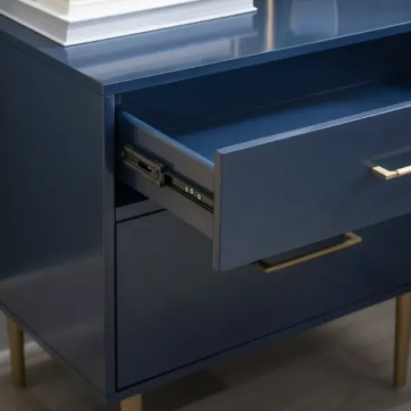 Nightstands-Kirkland's Home 2-Drawer Nightstand With Gold Hardware Blue