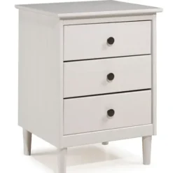 Nightstands-Kirkland's Home 3-Drawer Wood Nightstand White