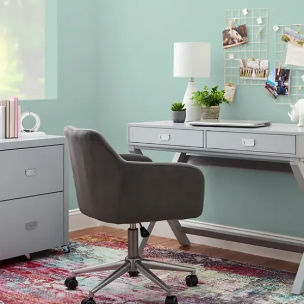Office Furniture-Kirkland's Home 2-Drawer X-Frame Desk Gray