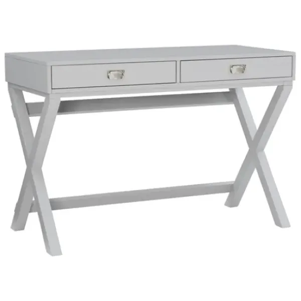Office Furniture-Kirkland's Home 2-Drawer X-Frame Desk Gray