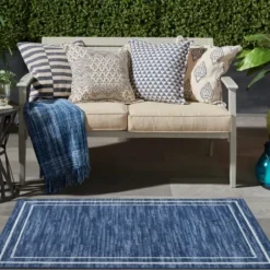 Outdoor Rugs-Kirkland's Home Draya Indoor/Outdoor Area Rug, 5X7 Blue