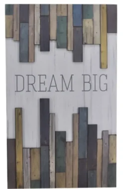 Wall Quotes & Signs-Kirkland's Home Dream Big Wood Slat Wall Plaque White/Blue/Purple