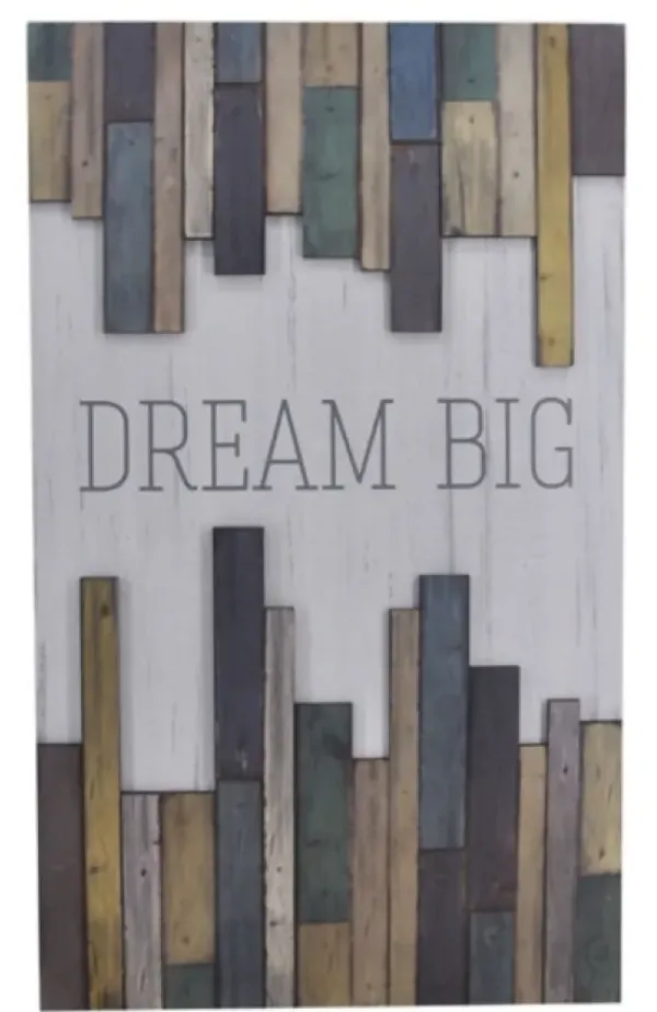 Wall Quotes & Signs-Kirkland's Home Dream Big Wood Slat Wall Plaque White/Blue/Purple