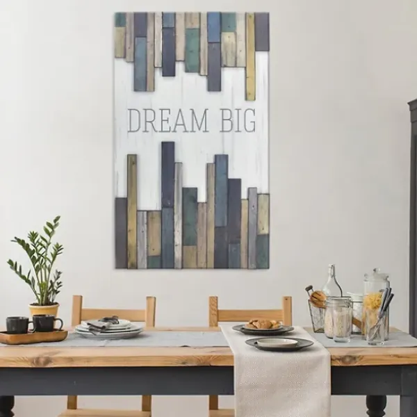 Wall Quotes & Signs-Kirkland's Home Dream Big Wood Slat Wall Plaque White/Blue/Purple
