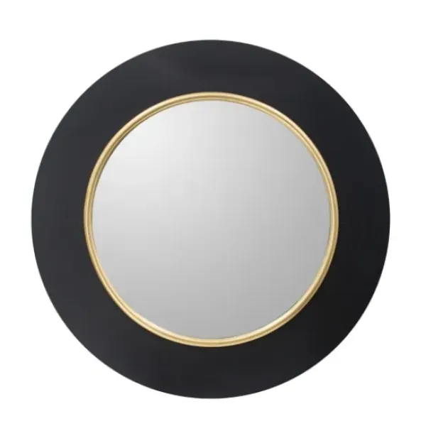 Decorative Mirrors-Kirkland's Home Drew I Black And Gold Round Led Mirror