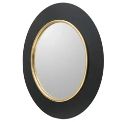 Decorative Mirrors-Kirkland's Home Drew I Black And Gold Round Led Mirror