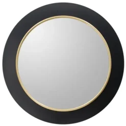 Decorative Mirrors-Kirkland's Home Drew Ii Black And Gold Round Led Mirror