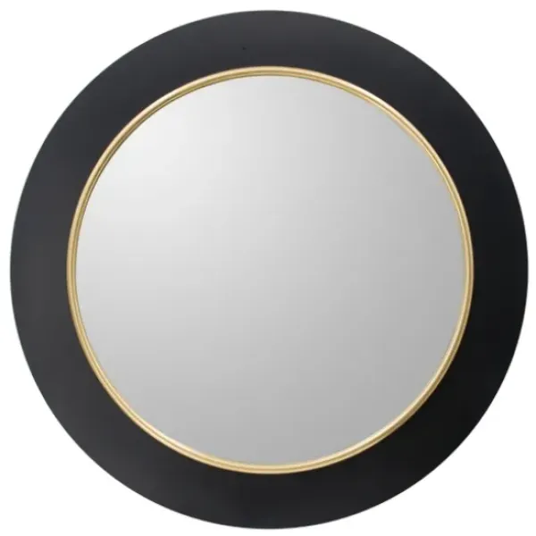 Decorative Mirrors-Kirkland's Home Drew Ii Black And Gold Round Led Mirror