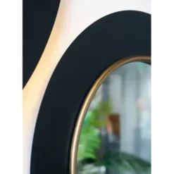 Decorative Mirrors-Kirkland's Home Drew Ii Black And Gold Round Led Mirror