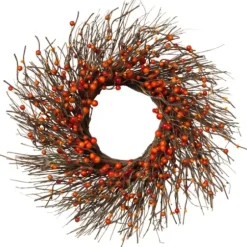Wreaths-Kirkland's Home Dried Twig And Fall Berry Wreath Brown/Red