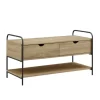 Entryway Furniture-Kirkland's Home Driftwood Shannon 2-Drawer Storage Bench Tan