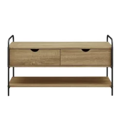 Entryway Furniture-Kirkland's Home Driftwood Shannon 2-Drawer Storage Bench Tan