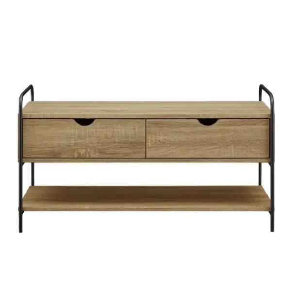 Entryway Furniture-Kirkland's Home Driftwood Shannon 2-Drawer Storage Bench Tan