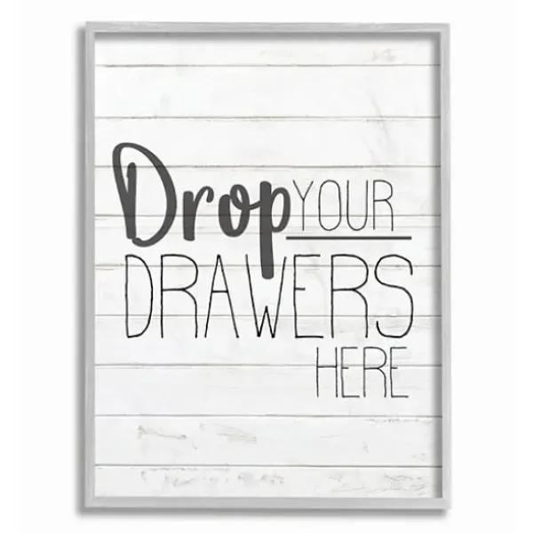 Wall Quotes & Signs-Kirkland's Home Drop Your Drawers Here Framed Wall Plaque White