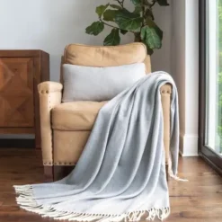 Blankets & Throws-Kirkland's Home Dusk Herringbone Throw With Fringe Blue