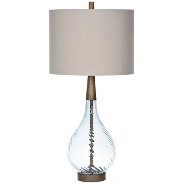Table Lamps-Kirkland's Home Dusty Gray Blue Nora Glass Table Lamp Ivory