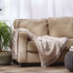 Blankets & Throws-Kirkland's Home Dusty Lilac Urban Check Throw Purple/Ivory