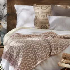 Blankets & Throws-Kirkland's Home Dusty Lilac Urban Check Throw Purple/Ivory