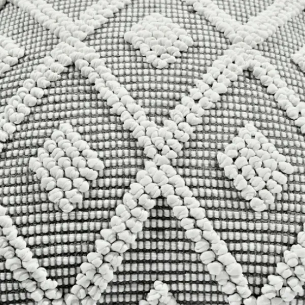 Pillows-Kirkland's Home Earl Gray Diamond Knot Tufted Throw Pillow Gray/White