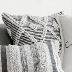 Pillows-Kirkland's Home Earl Gray Diamond Knot Tufted Throw Pillow Gray/White