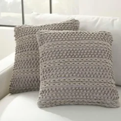 Pillows-Kirkland's Home Earl Woven Stripes Throw Pillows, Set Of 2 Gray