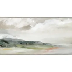 Framed Art-Kirkland's Home Earth And Clouds Abstract Framed Wall Art White/Green/Orange