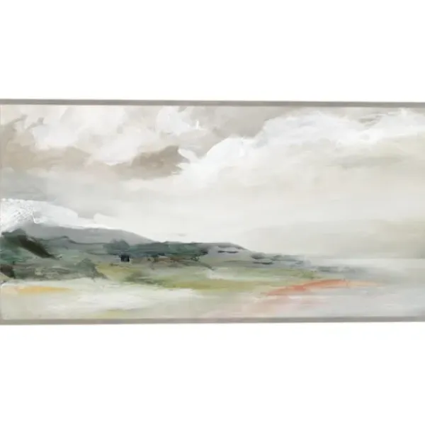 Framed Art-Kirkland's Home Earth And Clouds Abstract Framed Wall Art White/Green/Orange