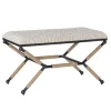 Benches & Ottomans-Kirkland's Home Eclectic Black And White Striped X Frame Bench Black/White/Brown