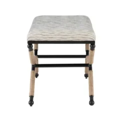 Benches & Ottomans-Kirkland's Home Eclectic Black And White Striped X Frame Bench Black/White/Brown