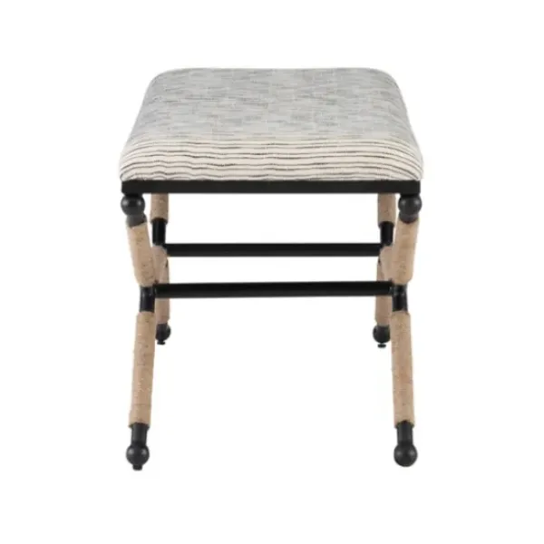 Benches & Ottomans-Kirkland's Home Eclectic Black And White Striped X Frame Bench Black/White/Brown