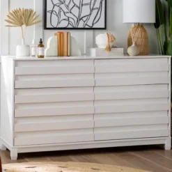 Dressers & Chests-Kirkland's Home Eco Pine Wood Channeled Drawer Dresser White