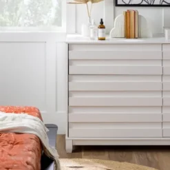 Dressers & Chests-Kirkland's Home Eco Pine Wood Channeled Drawer Dresser White